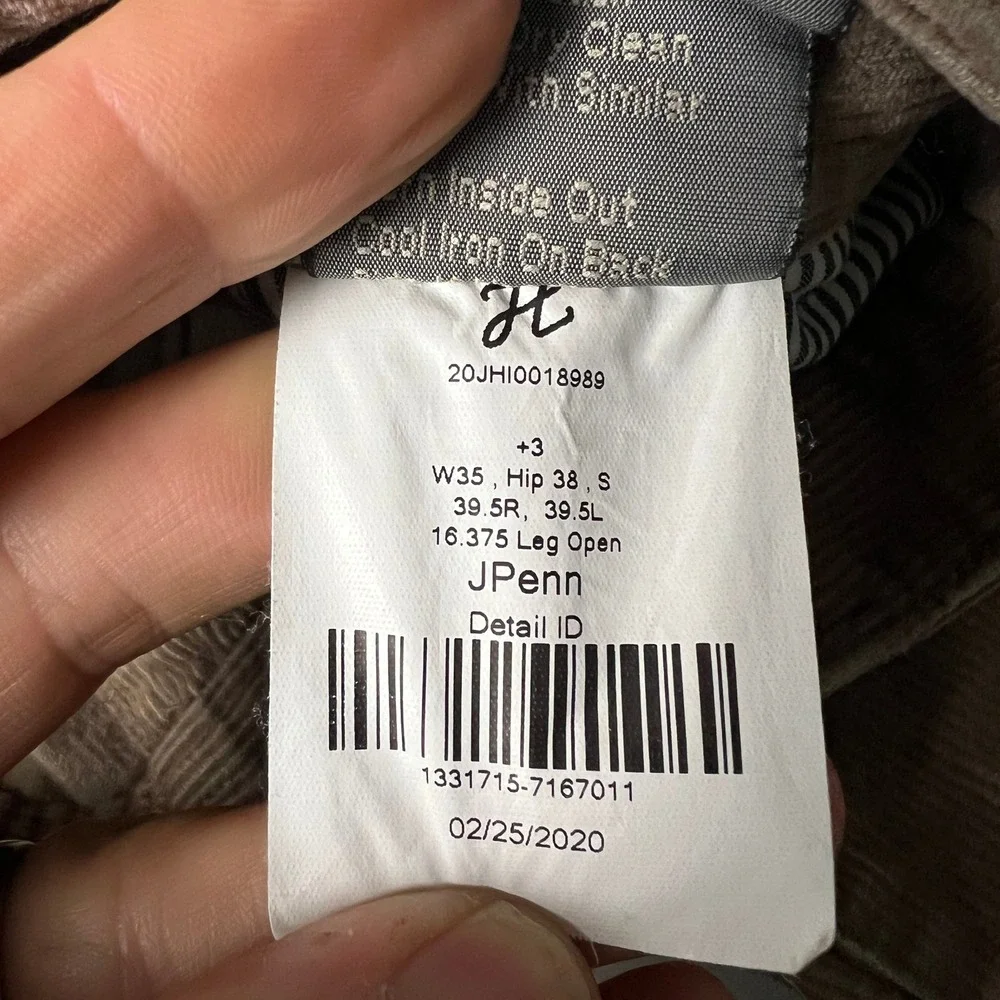 J. Hilburn Corduroy Chino Pants Relaxed Fit Casual Everyday Tan Brown Size 36x30